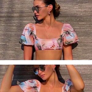 AGUA BENDITA Set - Chelsea Luau Puffed Sleeve Bikini Top & Lola Luau Bottom